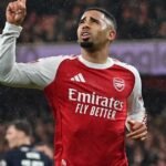 Gabriel Jesus comemora gol pelo Arsenal enquanto e especulado no Napoli