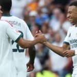Mbappe comemora gol do Real Madrid na goleada sobre o Malaga pela La Liga