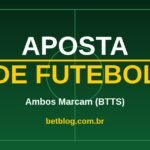 Arte do BetBlog sobre aposta ambos marcam (BTTS) no futebol