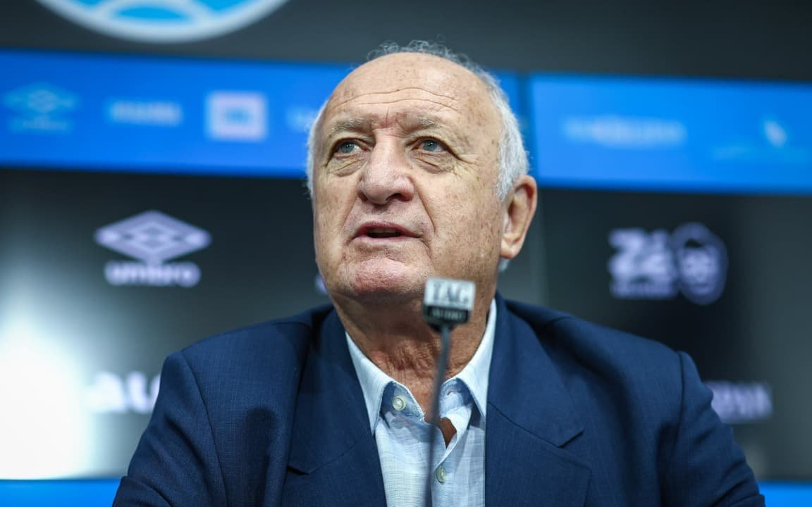 Felipão no Grêmio durante apresentação no clube gaúcho